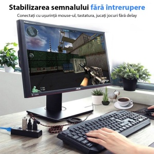 Hub USB Techstar HUBA55 utilizat pentru conectarea mai multor dispozitive simultan