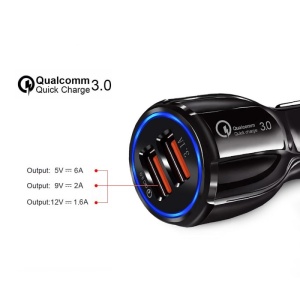 Incarcator Auto Dual 2 USB Techstar® Qualcomm Quick Charge 3.0 Adaptor 9V 2A Bricheta Negru - Img 8