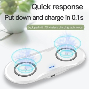 Incarcator Techstar® Dual Wireless Qi, 20W, Fast Charge, 2 x 10W, Type-C, Alb - Img 3