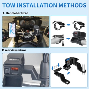 Incarcator USB motocicleta Techstar A83PD instalare si accesorii incluse