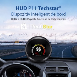 Indicator digital auto multifuncțional, Head Up Display Techstar® OBD II, P 11, Display 1.8 inch, Detector de diagnosticare, Eliminare cod de eroare, Vitezometru, Computer de conducere, Alarmă de supraviteză - Img 7