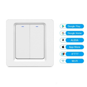 intrerupator smart techstar alb 2 faze buton revenire wireless