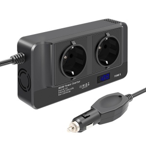 invertor auto techstar cu 2 prize ac si 4 porturi usb incarcare rapida