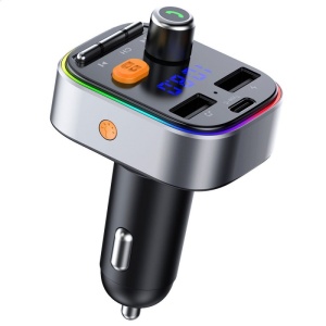 Modulator FM Techstar® T48C, Bluetooth 5.0, Bass Boost, Voltaj Baterie, USB, 18W PD Type C, MicroSD, RGB - Img 3