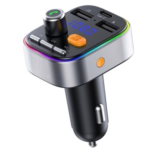 Modulator FM Techstar® T48C, Bluetooth 5.0, Bass Boost, Voltaj Baterie, USB, 18W PD Type C, MicroSD, RGB - Img 1