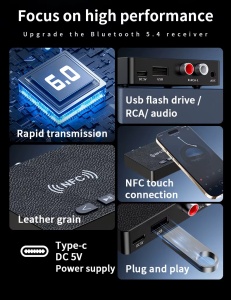 Receiver Bluetooth 6.0 pentru telefon, boxe, amplificator si sistem audio auto