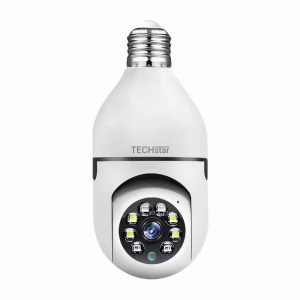 Resigilat Camera de Supraveghere IP PTZ Techstar® IPC-E27 tip bec, HD, Lumina Infrarosie, Control Vertical si Orizontal, Audio Bidirectional, Detectarea Miscarii, P2P, Cloud, Slot MicroSD, Montaj E27 - Img 1