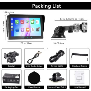 Resigilat Sistem Multimedia Techstar® Apple Carplay/Android, Ecran tactil, 7 inch 1080P Full HD, Bluetooth, Mirror Link/card TF/USB/AUX, Negru - Img 9