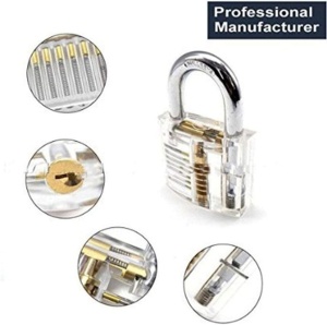 Set Instrumente Lacatuserie Lock Picking, Dispozitiv Mecanic Tip Pistol, Lacat Transparent Antrenament, Trusa Unelte Deschidere Incuietori, Set 5 in 1, Husa Depozitare - Img 6
