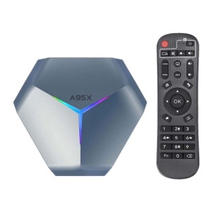 smart TV box Techstar A95X F4 Android 10 cu telecomanda vedere frontala