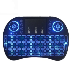 Tastatura wireless Techstar i8 RGB Play albastra, cu touchpad si iluminare LED