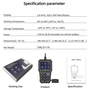 Pachet Techstar YM519 cu tester, manual utilizare si cablu OBD2