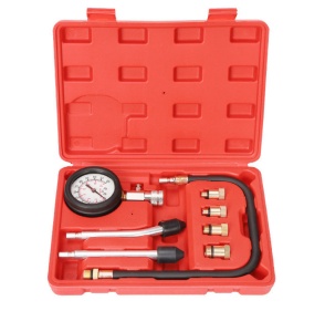 Kit tester compresie benzină în cutie – manometru, furtun, adaptoare