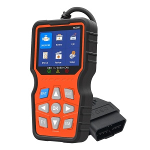 tester auto Techstar HC368 asezat pe suport vedere laterala