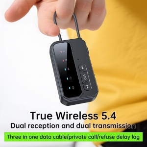 Adaptor audio Bluetooth 5.4 compact si portabil cu conexiune wireless stabila