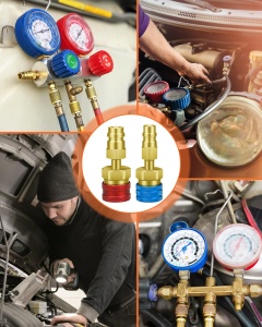 colaj imagini service AC auto cu adaptori R1234yf la R134a Techstar
