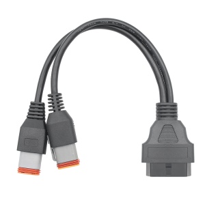 Vedere frontala: splitter Y OBD2 cu ramuri 4 pini si 6 pini