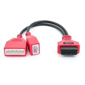 Adaptor OBD2–Nissan, mufa OBD2 16 pini female si cele doua mufe Nissan rosii