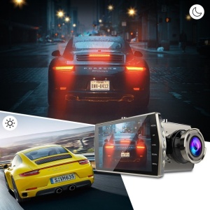Camera Video Auto DVR Dubla FullHD Techstar® T667 Unghi 170° Display 4", Senzori Miscare si Night Vision - Img 4