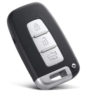 Carcasa cheie auto pliabila Techstar compatibila cu Hyundai Sonata, Azera, Genesis Coupe, ix35, i30, i45 si Kia Forte, Sportage, K2, K5, 3 butoane, HOLD portbagaj, lama HYN14 stanga, fara electronica, vedere inclinata