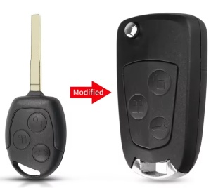 Carcasa cheie auto Techstar briceag flip HU101 3 butoane compatibila Ford Focus Mondeo Fiesta Transit - comparatie cheie veche vs conversie flip