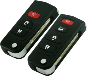 Carcasa cheie auto Techstar compatibila Infiniti FX35 2003-2009 QX4 Nissan Murano 4 butoane tip flip briceag vedere lateral fata si spate