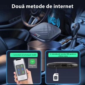 Carlinkit CarPlay Ai Box Cu Android 11.0 Techstar® CPC200 Mini, RAM 3G, ROM 32G, 5V-1A, Redare Video, Muzica, GPS, TF Card, APP, Hotspot WiFi, Negru - Img 8