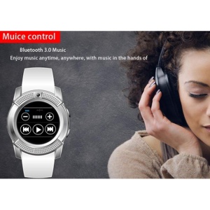 Ceas Smartwatch Techstar® V8, Handsfree, Bluetooth 3.0, SIM, Compatibil Android & iOS, Camera 1.3MP, Alb - Img 5