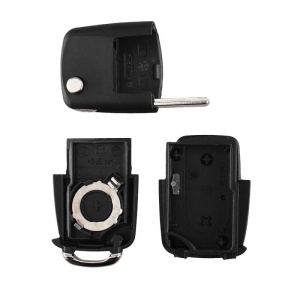 Cheie auto Volkswagen cu buton flip deschis si carcasa demontata