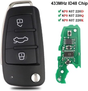 Cheie auto Audi cu 3 butoane, include placa electronica si ambalaj