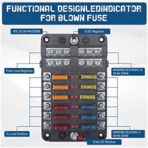 Schema bornelor și conexiunilor pentru cutia de siguranțe Techstar cu indicator LED pentru siguranță arsă