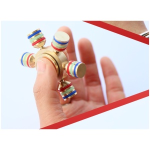 Fidget Spinner cu 6 Parti Metalic material Cupru Luceste in Intuneric - Img 11