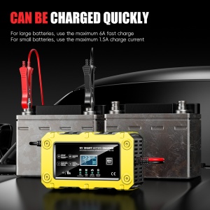 Incarcator baterie Techstar BC-1206 in utilizare pentru intretinere si reparare baterii auto moto 12V