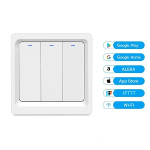 intrerupator smart techstar alb 3 faze buton revenire wireless