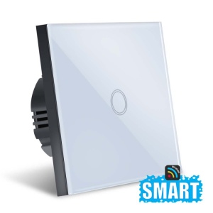 intrerupator alb cu buton tactil si eticheta wireless techstar