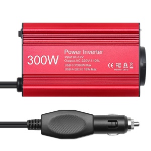 Invertor 12V–220V cu cablu de alimentare inclus – vedere frontală