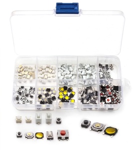 Set 200 micro-switch-uri tactile Techstar cu organizator transparent compartimentat