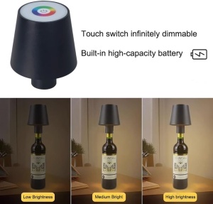 Lampa de Masa pentru Sticla LED Reincarcabila Wireless, Control Tactil, Tricolor RGB Intensitate Reglabila 10W, IP54 Ideala pentru Interior și Exterior - Img 3