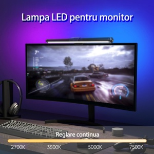Iluminare RGB cu lampa LED Techstar PMGD001 pe monitor