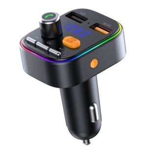 Modulator FM Techstar® T48Q, Bluetooth 5.0, Bass Boost, Voltaj Baterie, USB, QC 3.0, MicroSD, RGB - Img 1
