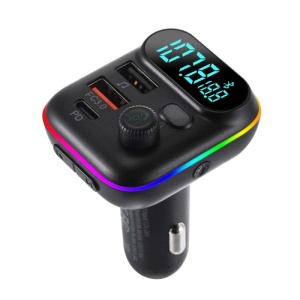 Modulator FM Techstar® T70, Bluetooth 5.0, Voltaj Baterie, USB, QC 3.0 + 18W PD Type C, MicroSD, RGB - Img 5