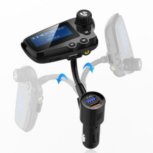 Modulator FM Techstar® T91 NEGRU Quick Charge, AUX, Bluetooth, USB, Micro SD, Transmitator - Img 4