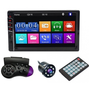 MP5 Player Techstar® 7033, 2DIN, Camera Marsarier, Ecran HD Touch 7", Comenzi Volan, Telecomanda, MirrorLink, Bluetooth 4.2 - Img 1