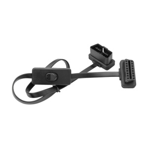 Vedere de aproape a butonului ON/OFF pe cablu OBD2 Techstar