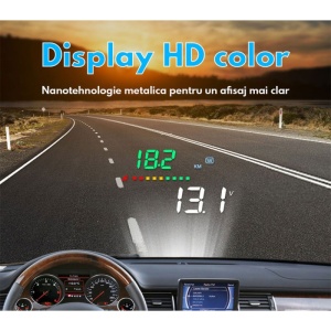 Proiector informatii de bord pe parbriz, Head Up Display Techstar® OBD II, A3, display 3,5 inch, proiectie afisaj bord pe parbriz, GPS, viteza, tensiune, semnal prin satelit - Img 9