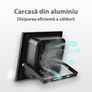 Proiector LED de Exterior Techstar®, 10W, Alimentare Panou Solar, Lumina Alb Rece 6500K, 900 lm, Luminozitate reglabila, Telecomanda, IP67, Negru - Img 3