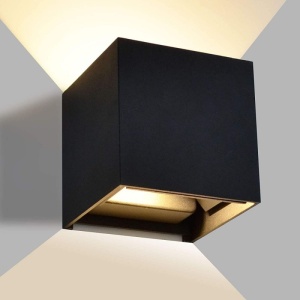 aplica LED patrat Techstar Cube negru iluminat perete exterior