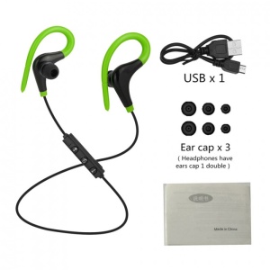 Resigilat Casti Wireless Techstar® BT200, Bluetooth 4.1 ,HD Audio, Rezistente la Transpiratie, Comenzi pe Fir, Verde - Img 2