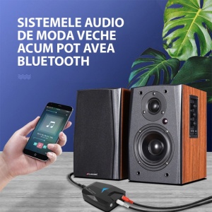 Resigilat Convertor Audio Digital la Analog Techstar® M24, Compatibil Bluetooth 5.0, Cablu audio optic la RCA, Negru - Img 5