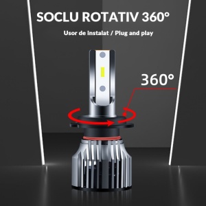Set 2 LED-Uri Auto Techstar® PN-V7, H7, 52W, 9000 Lumeni, 6500K, 9-24V, Unghi Fascicul 360°, CSP 1860, Canbus, Radiator Aluminiu, Racire Cooling Tech, Argintiu - Img 6